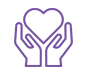 A purple heart in the shape of hands.
